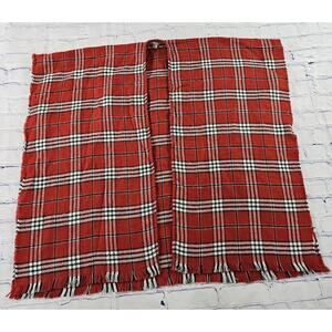 Ann Taylor Loft Knit Open Front Shawl Red White Plaid WOMENS XS / S